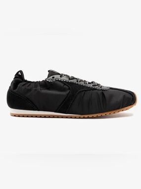 Larroude Stella Lite Sneaker In Black Nylon and Suede